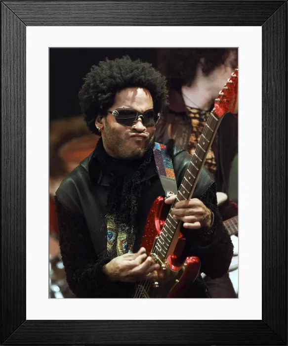 Framed Print : Lenny Kavitz performing on stage June 1999 at the Glastonbury music Festival Framed Print : Lenny Kavitz performing on stage June 1999 at the Glastonbury music Festival