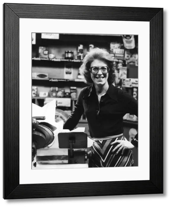 Framed Print : Madge Hindle Actress pictured in the Corner Shop Apr 1976 set of the TV Programme Framed Print : Madge Hindle Actress pictured in the Corner Shop Apr 1976 set of the TV Programme