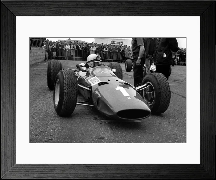 Framed Print : British Grand Prix 1965 Silverstone July 1965 John Surtees sits in his Ferrari Framed Print : British Grand Prix 1965 Silverstone July 1965 John Surtees sits in his Ferrari