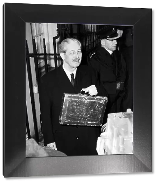 Harold MacMillan Chancellor of the Exchequer leaving Number 11 Downing Street with
