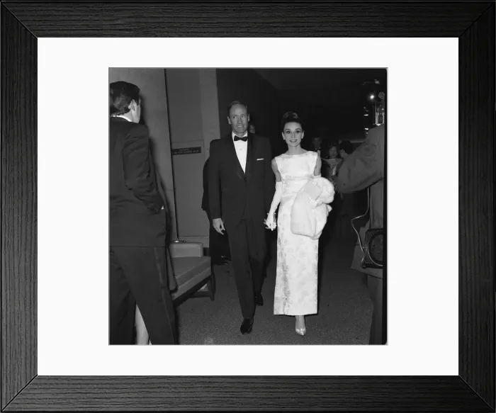 Framed Print : British Film Academy Awards 1964 Mel Ferrer and Audrey Hepburn Y2K