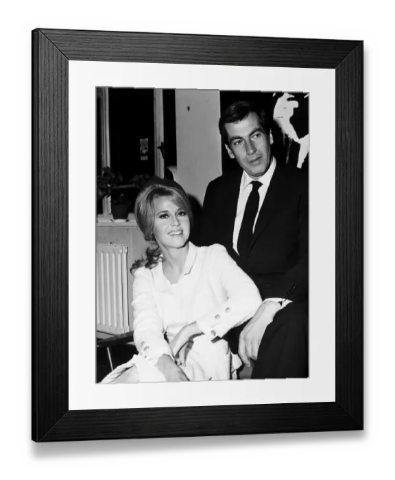Framed Print : Jane Fonda Actress with husband Roger Vadim shortly before appearing on British