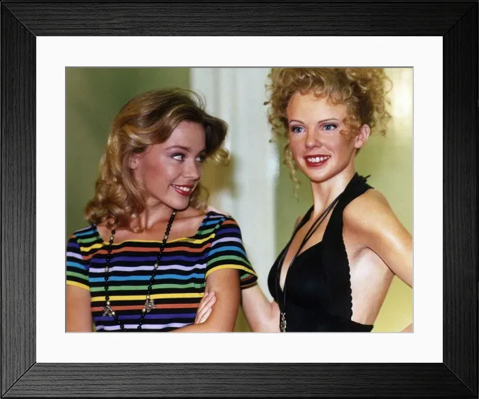 Framed Print : Kylie Minogue at the Waxworks to see her double July 1989 Framed Print : Kylie Minogue at the Waxworks to see her double July 1989