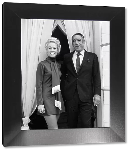 Anthony Quinn with actress Jan Daley at the Dorchester Hotel