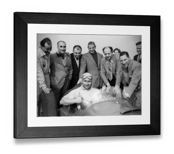Framed Print : Argentinian motor racing champion Juan Manuel Fangio July 1951 Framed Print : Argentinian motor racing champion Juan Manuel Fangio July 1951