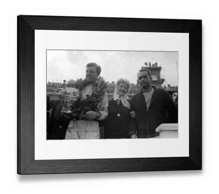 Framed Print : British Grand Prix Formula One at Aintree July 1961 winners on the podium Framed Print : British Grand Prix Formula One at Aintree July 1961 winners on the podium