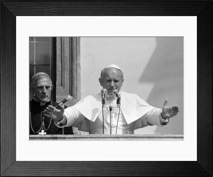 Framed Print : Pope John Paul II gives a blessing from a balcony during his visit to Ireland Framed Print : Pope John Paul II gives a blessing from a balcony during his visit to Ireland