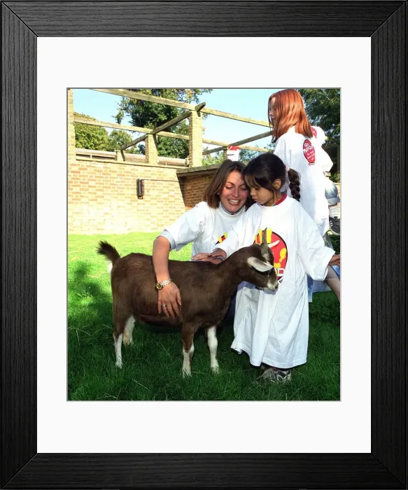 Framed Print : Davina McCall TV Presenter October 1999 at Brent Lodge Animal Centre in Greenford