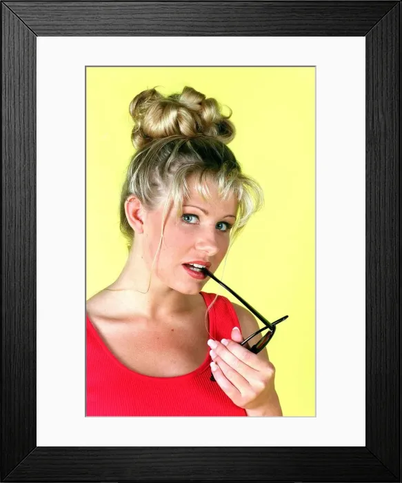 Framed Print : Alison Douglas TV Presenter with hair tied up June 1996 Framed Print : Alison Douglas TV Presenter with hair tied up June 1996
