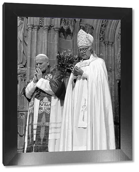 Pope John Paul II with Dr Robert Runcie the Archbishop of Canterbury at Canterbury