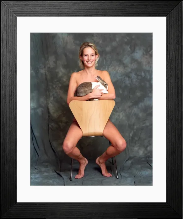 Framed Print : Emma Inglis TV Vet November 1999 TV Presenter Vetinarian with her pet rabbit Billy