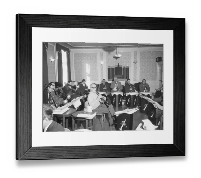 Framed Print : American clarinetist Benny Goodman seen here rehearsing for a Albert Hall concert Framed Print : American clarinetist Benny Goodman seen here rehearsing for a Albert Hall concert