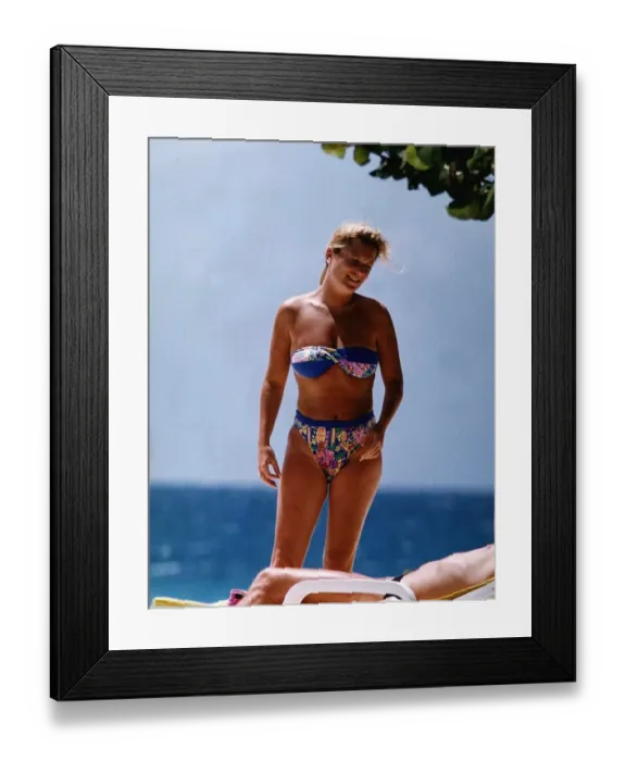 Framed Print : Gaby Roslin TV Presenter on holiday in Pineapple Beach Club resort in the Caribbean Framed Print : Gaby Roslin TV Presenter on holiday in Pineapple Beach Club resort in the Caribbean