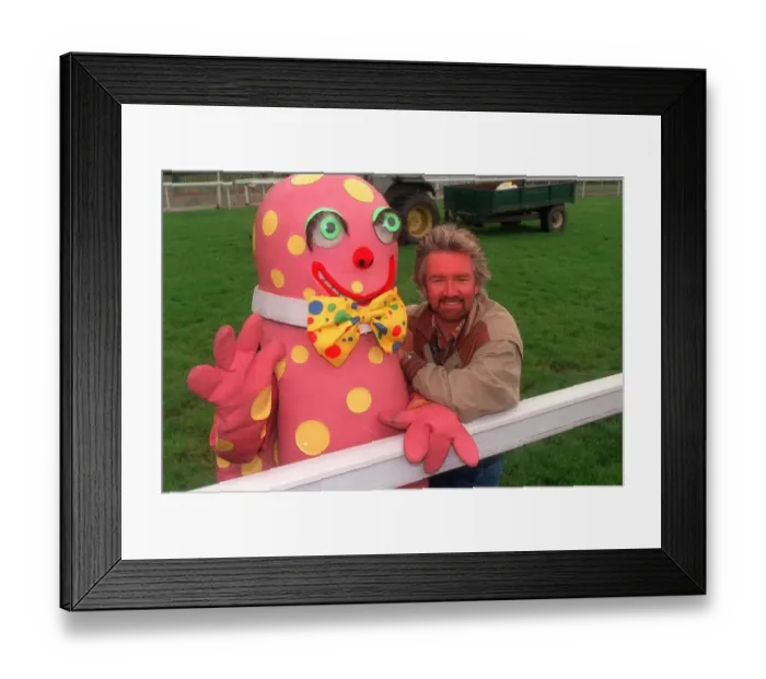 Framed Print : Mr Blobby left with Noel Edmonds tv presenter