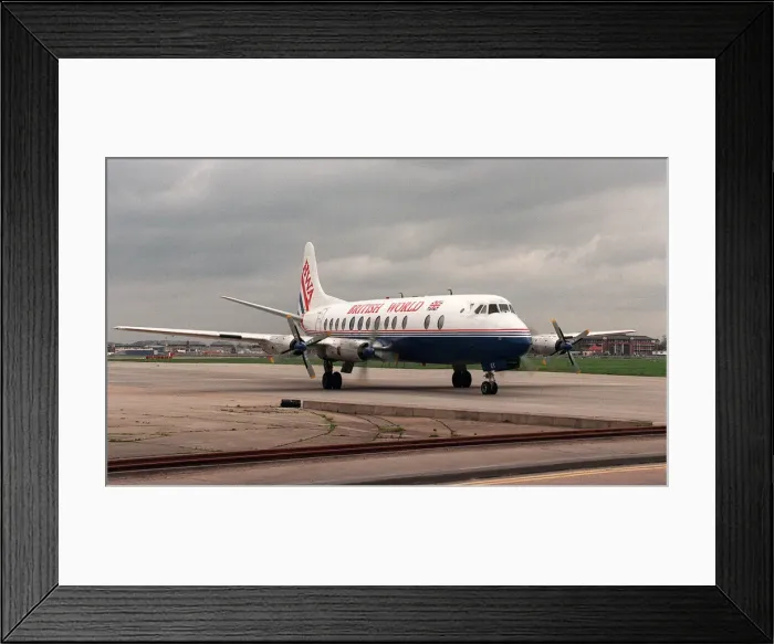 Framed Print : Aircraft British World Airways Vickers Viscount April 1996 Framed Print : Aircraft British World Airways Vickers Viscount April 1996