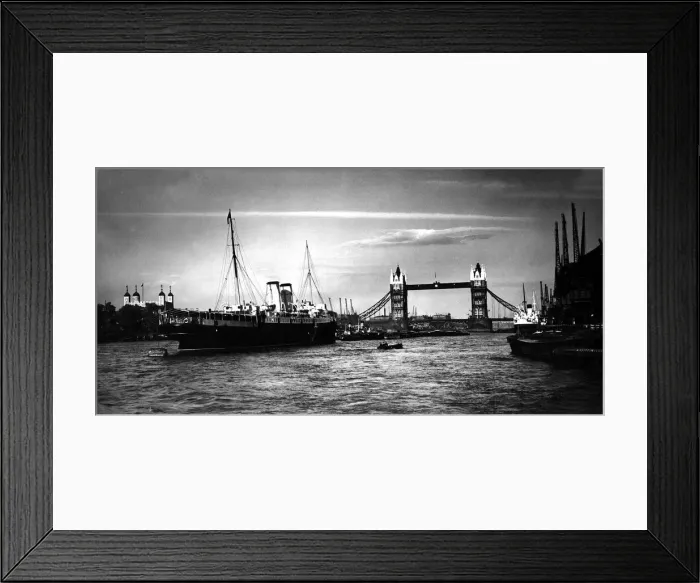 Framed Print : London Views Thames River October 1932 Pool of London with Tower Bridge in Framed Print : London Views Thames River October 1932 Pool of London with Tower Bridge in