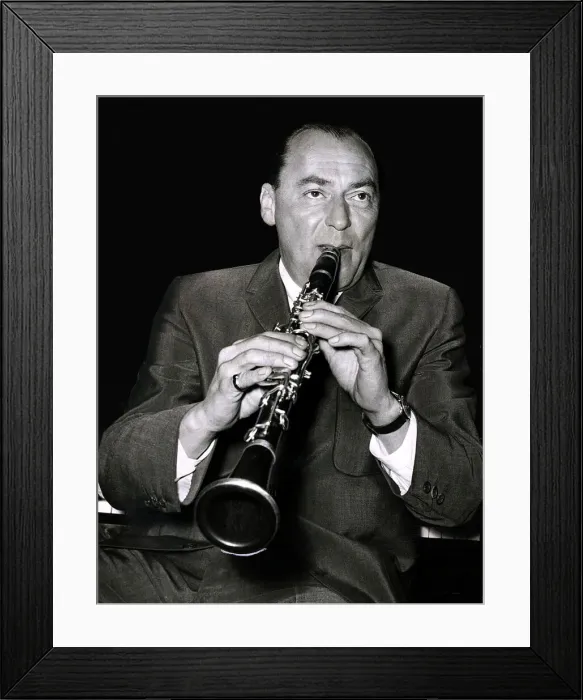 Framed Print : Jazz performer and band leader Woody Herman at a press reception at the Marquee Club