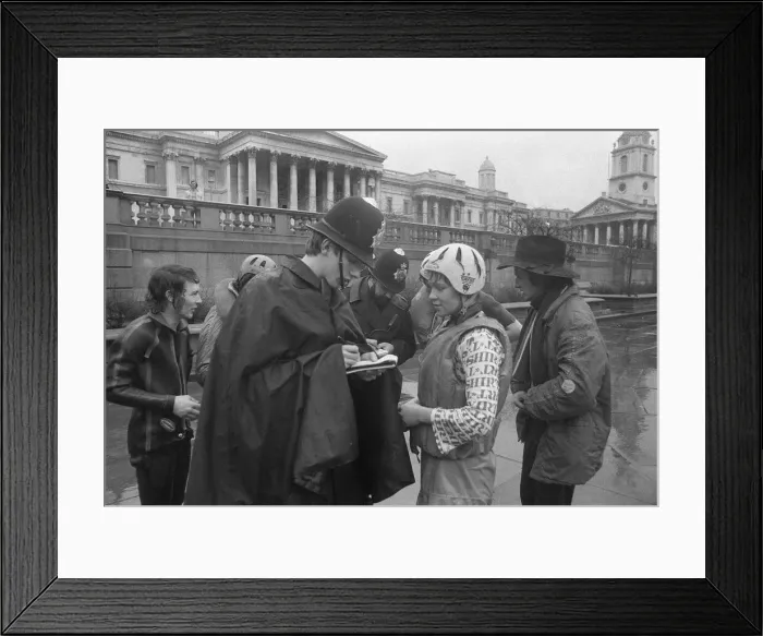 Framed Print : Trafalgar Square London February 1974 - Rag students from Liverpool University were