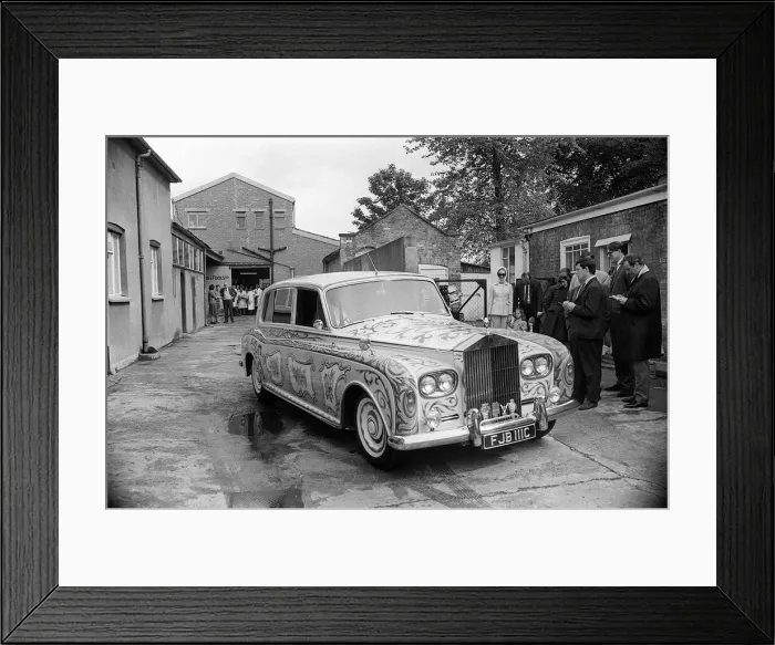 Framed Print : John Lennons psychedelically painted Rolls-Royce leaves the car paint shop of J. P Framed Print : John Lennons psychedelically painted Rolls-Royce leaves the car paint shop of J. P