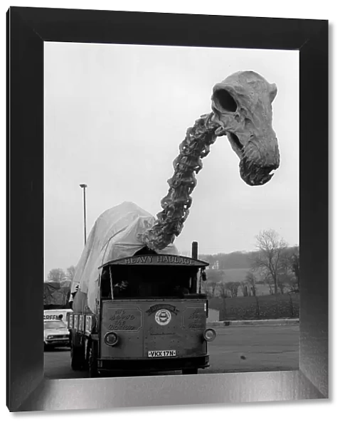 Dinosaur Skeleton being transported from pinewood studios to manchester on the M1