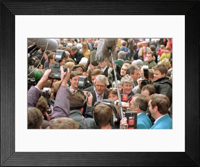 Framed Print : John Major Prime Minister is mobbed by the media during a visit to Perth