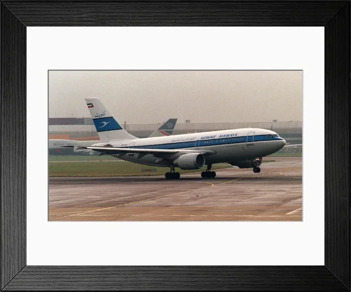 Framed Print : Aircraft Airbus A310 Kuwait Airways Nov 1992 taking off at Heathrow Airport