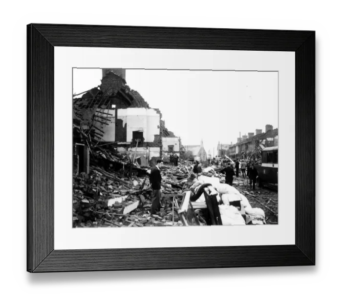 Framed Print : WW2 Air Raid Damage Rogerstone October 1941 Bomb damage at Rogerstone Framed Print : WW2 Air Raid Damage Rogerstone October 1941 Bomb damage at Rogerstone