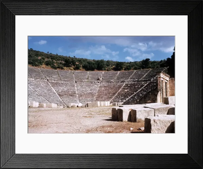 Framed Print : Ancient ruins of the amphitheatre at Epidavros - 40 klms, South of Korinthos