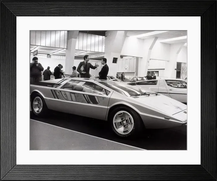 Framed Print : Maserati Boomerang sports car at the Geneva Motor Show. It was designed by Framed Print : Maserati Boomerang sports car at the Geneva Motor Show. It was designed by