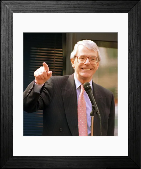 Framed Print : John Major Prime Minister points and laughs during a speech on a visit to Perth Framed Print : John Major Prime Minister points and laughs during a speech on a visit to Perth