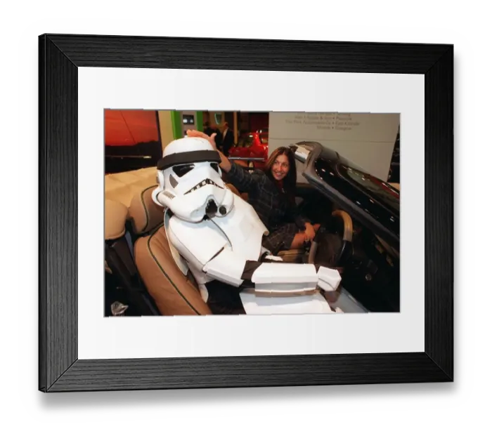 Framed Print : Scottish Motor Show in Glasgow November 1997 - Storm Trooper from Star Wars likes the MG Framed Print : Scottish Motor Show in Glasgow November 1997 - Storm Trooper from Star Wars likes the MG