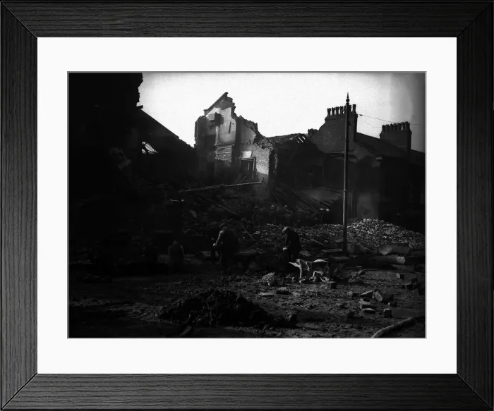 Framed Print : WW2 Bomb Damage on Merseyside 05th May 1941 Framed Print : WW2 Bomb Damage on Merseyside 05th May 1941