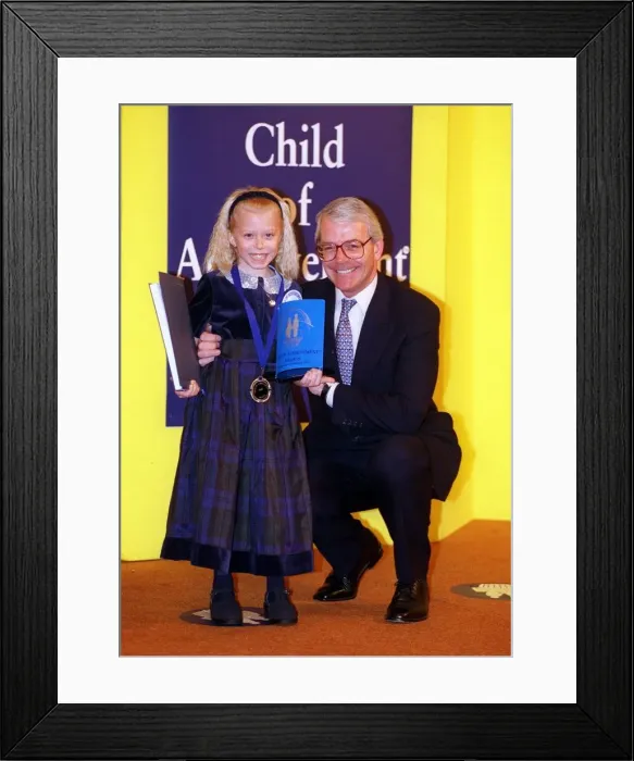 Framed Print : Children of Achievement Awards February 1998 Leanne Hanmore with former prime Framed Print : Children of Achievement Awards February 1998 Leanne Hanmore with former prime