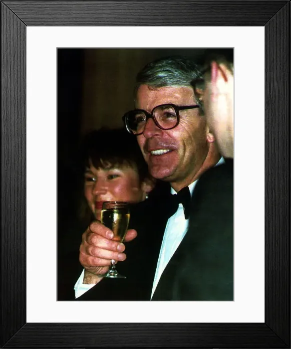 Framed Print : John Major MP drinking champagne Framed Print : John Major MP drinking champagne