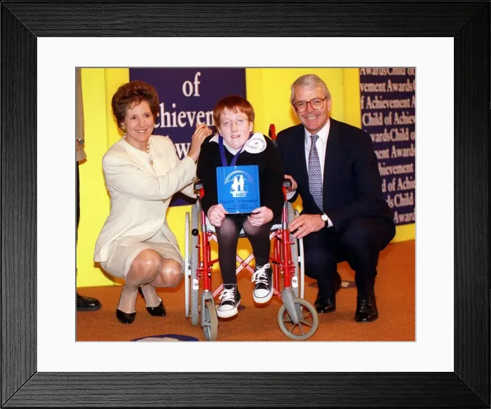 Framed Print : Children of Achievement Awards February 1998 Lucy Macdonald with former prime Framed Print : Children of Achievement Awards February 1998 Lucy Macdonald with former prime