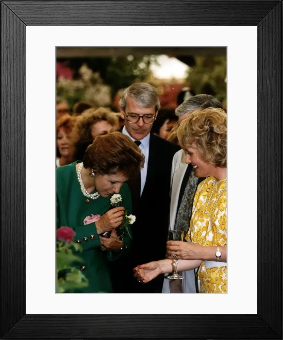 Framed Print : Norma Major wife of John Major MP with Esther Rantzen TV presenter Circa June 1992 Framed Print : Norma Major wife of John Major MP with Esther Rantzen TV presenter Circa June 1992
