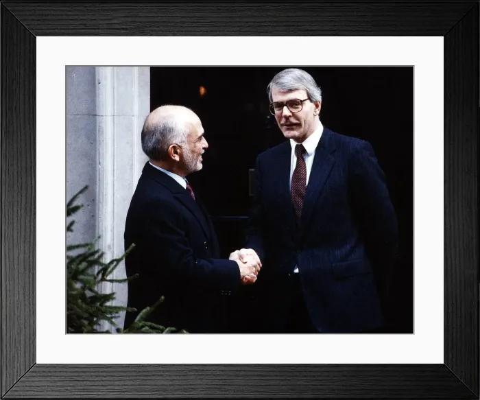 Framed Print : John Major MP seen here greeting King Hussein of Jordan Framed Print : John Major MP seen here greeting King Hussein of Jordan