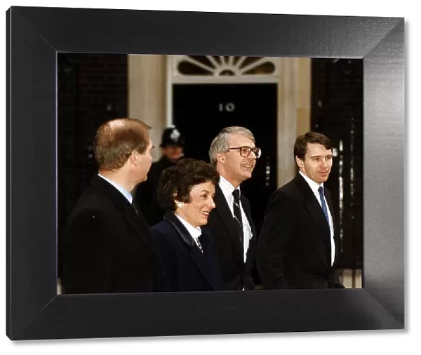 John Major Prime Minister outside 10 Downing Street seen here with Education Gillan