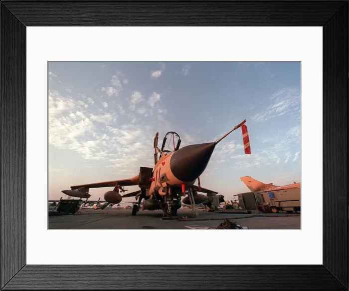Framed Print : A Panavia Tornado GR1 of the RAF Nov 1990 is painted in desert colour scheme prior Framed Print : A Panavia Tornado GR1 of the RAF Nov 1990 is painted in desert colour scheme prior