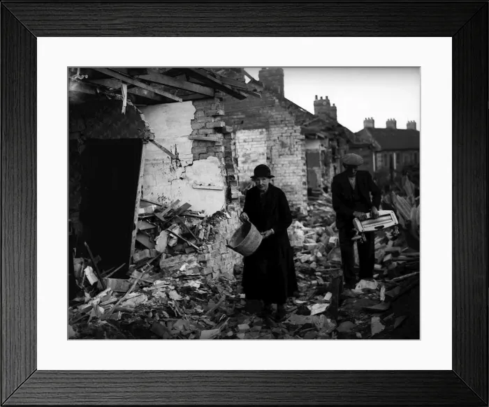 Framed Print : WW2 Newcastle Bomb Damage. Street detroyed by German bombing Framed Print : WW2 Newcastle Bomb Damage. Street detroyed by German bombing