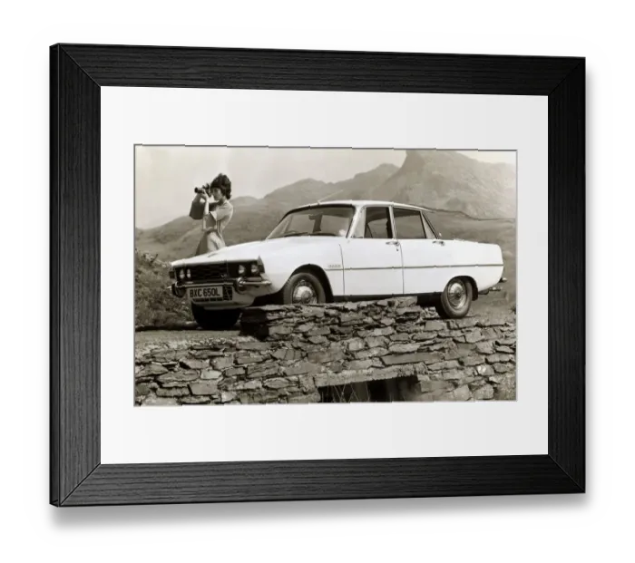 Framed Print : Rover 3500 1972 - Motors Motor Cars Car woman taking a photograph Framed Print : Rover 3500 1972 - Motors Motor Cars Car woman taking a photograph