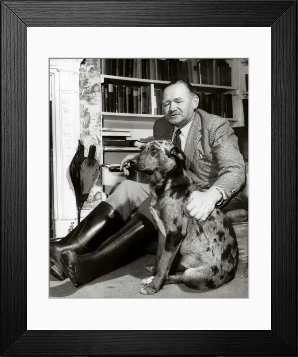 Framed Print : Captain William Ashby with his extremely valuable Texas Leopard Cow Dog which he plans to Framed Print : Captain William Ashby with his extremely valuable Texas Leopard Cow Dog which he plans to