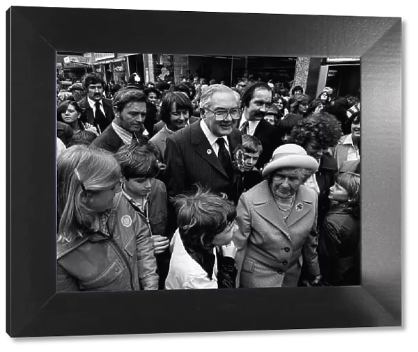 James Callaghan Labour Prime Minister with votors in Cardiff on his election campaign
