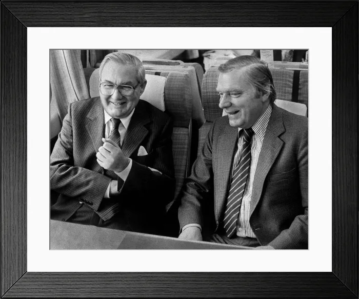 Framed Print : James Callaghan Labour Prime Minister with journalist during a train journey