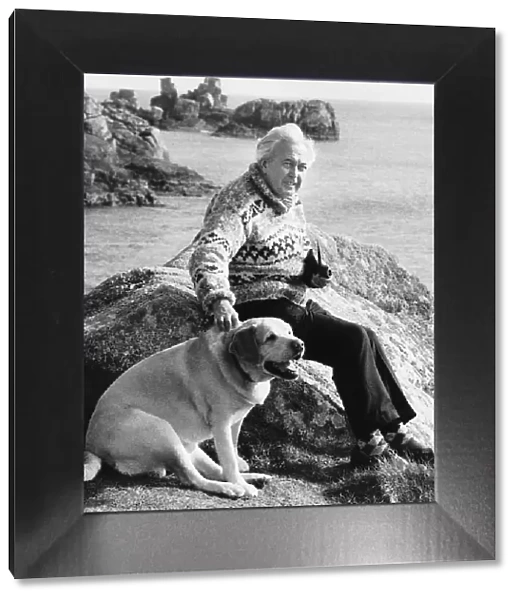Harold Wilson Prime Minister on holiday in the Scilly Islands with his labrador Paddy