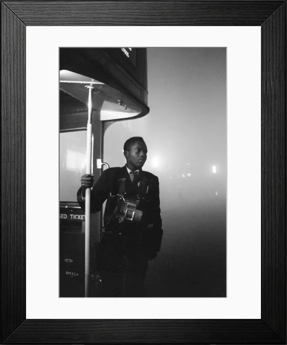 Framed Print : Weather London Smog December 1962. A London Transport bus conductor looks out from Framed Print : Weather London Smog December 1962. A London Transport bus conductor looks out from
