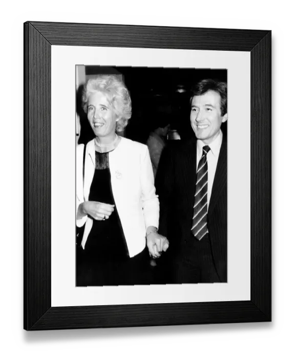 Framed Print : Lady Falkender Ex-Secretary of Harold Wilson at a movie Premiere with Mark Gilbert 1990 Framed Print : Lady Falkender Ex-Secretary of Harold Wilson at a movie Premiere with Mark Gilbert 1990