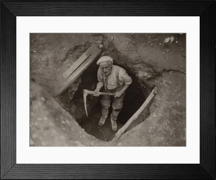 Framed Print : Flint Knapping at the Peter Grimes flint mine in Norfolk May 1935 Framed Print : Flint Knapping at the Peter Grimes flint mine in Norfolk May 1935