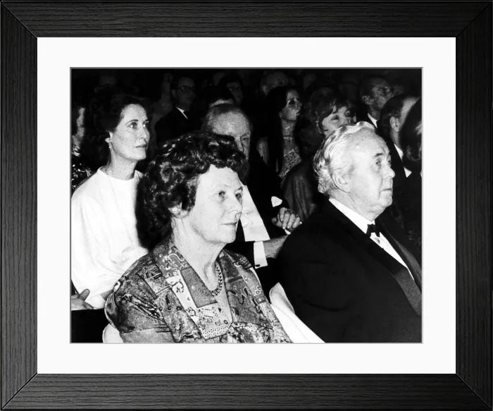 Framed Print : Peggy Fields sister of Lady Marcia ex-secretary to Harold Wilson sitting behind Sir