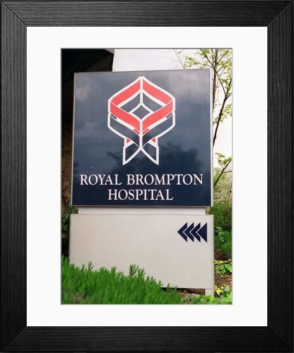Framed Print : The Royal Brompton Hospital sign 1996 Framed Print : The Royal Brompton Hospital sign 1996